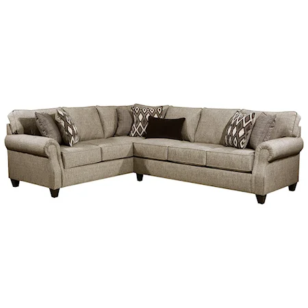 Casual 2-Piece Sectional with Rolled Arms